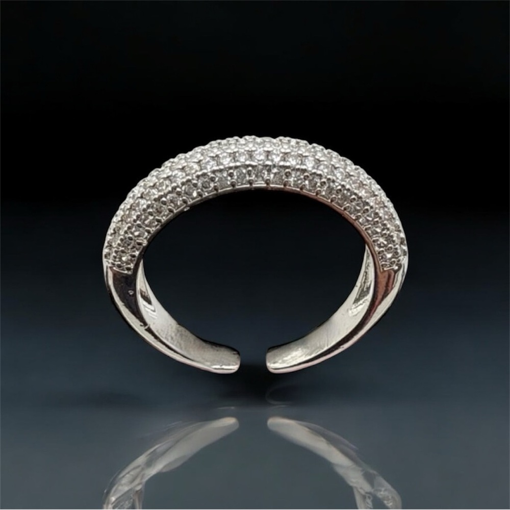Moissanite 4mm Open Adjustable Ring Rhodium Plated Modern Design